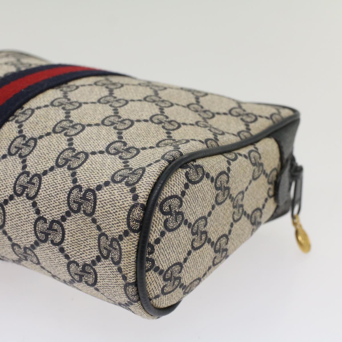 GUCCI GG Supreme Sherry Line Clutch Bag Gray Red Navy 63 01 012 55753