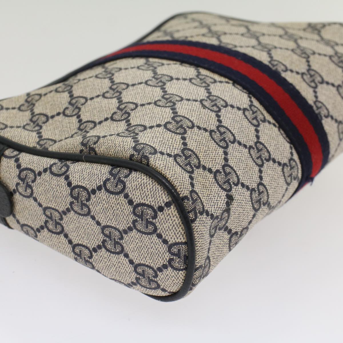 GUCCI GG Supreme Sherry Line Clutch Bag Gray Red Navy 63 01 012 55753