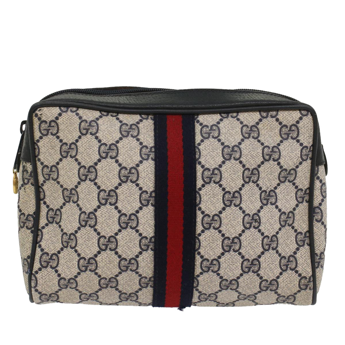 GUCCI GG Supreme Sherry Line Clutch Bag Gray Red Navy 63 01 012 55753