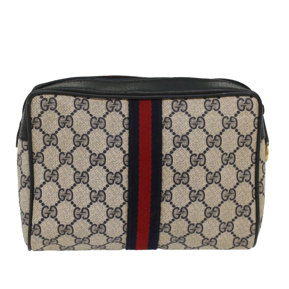 GUCCI GG Supreme Sherry Line Clutch Bag Gray Red Navy 63 01 012 55753
