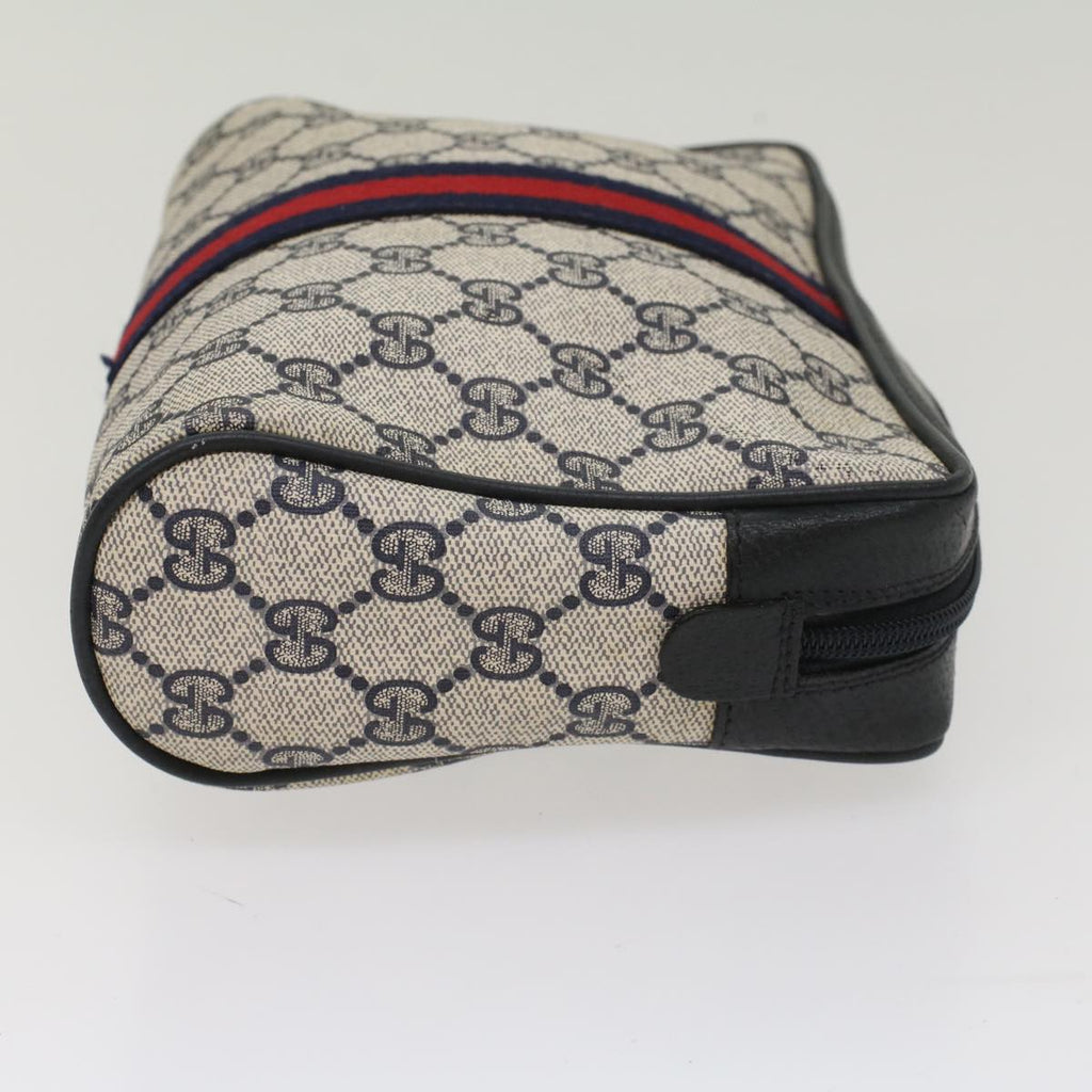 GUCCI GG Supreme Sherry Line Clutch Bag Gray Red Navy 63 01 012 55753
