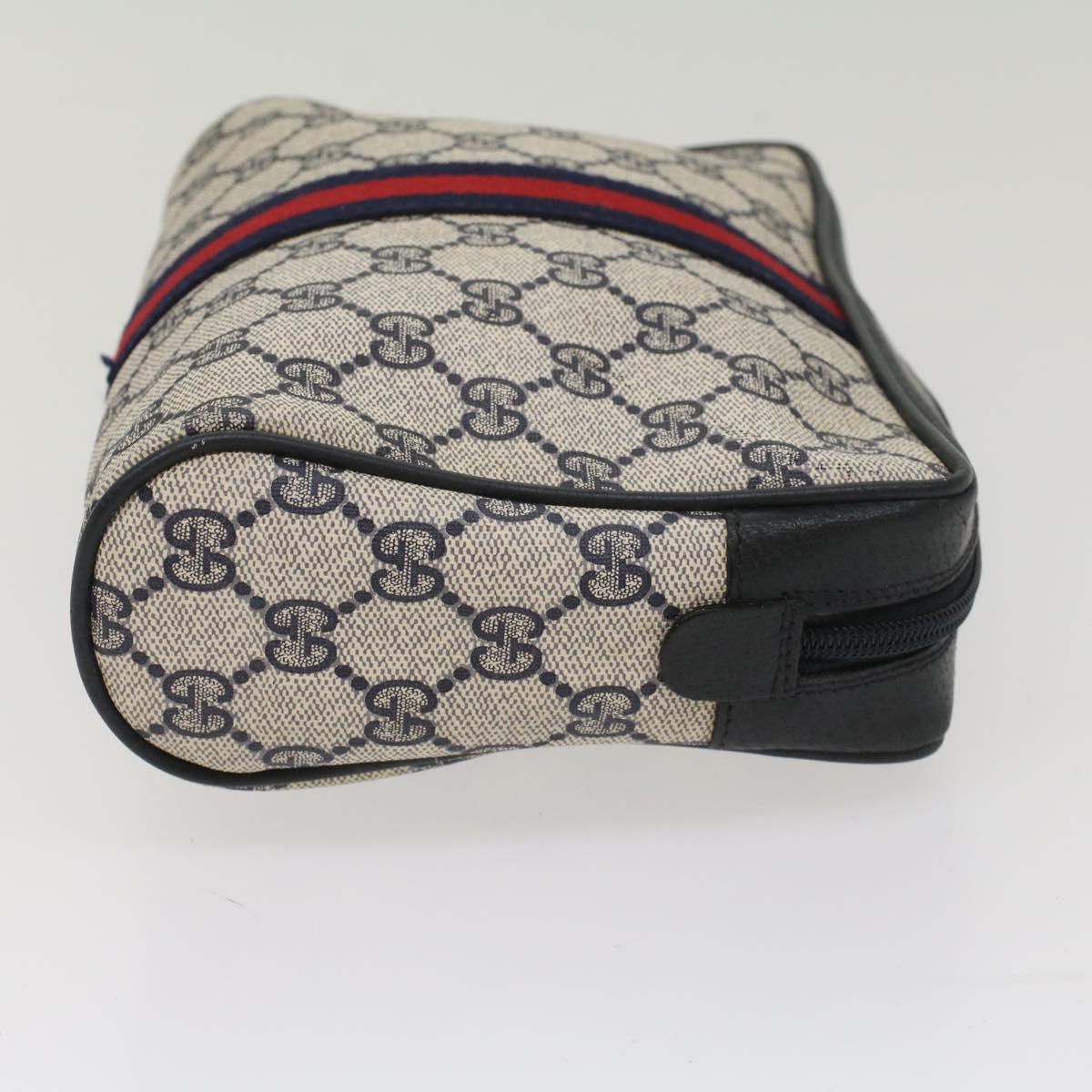 GUCCI GG Supreme Sherry Line Clutch Bag Gray Red Navy 63 01 012 55753