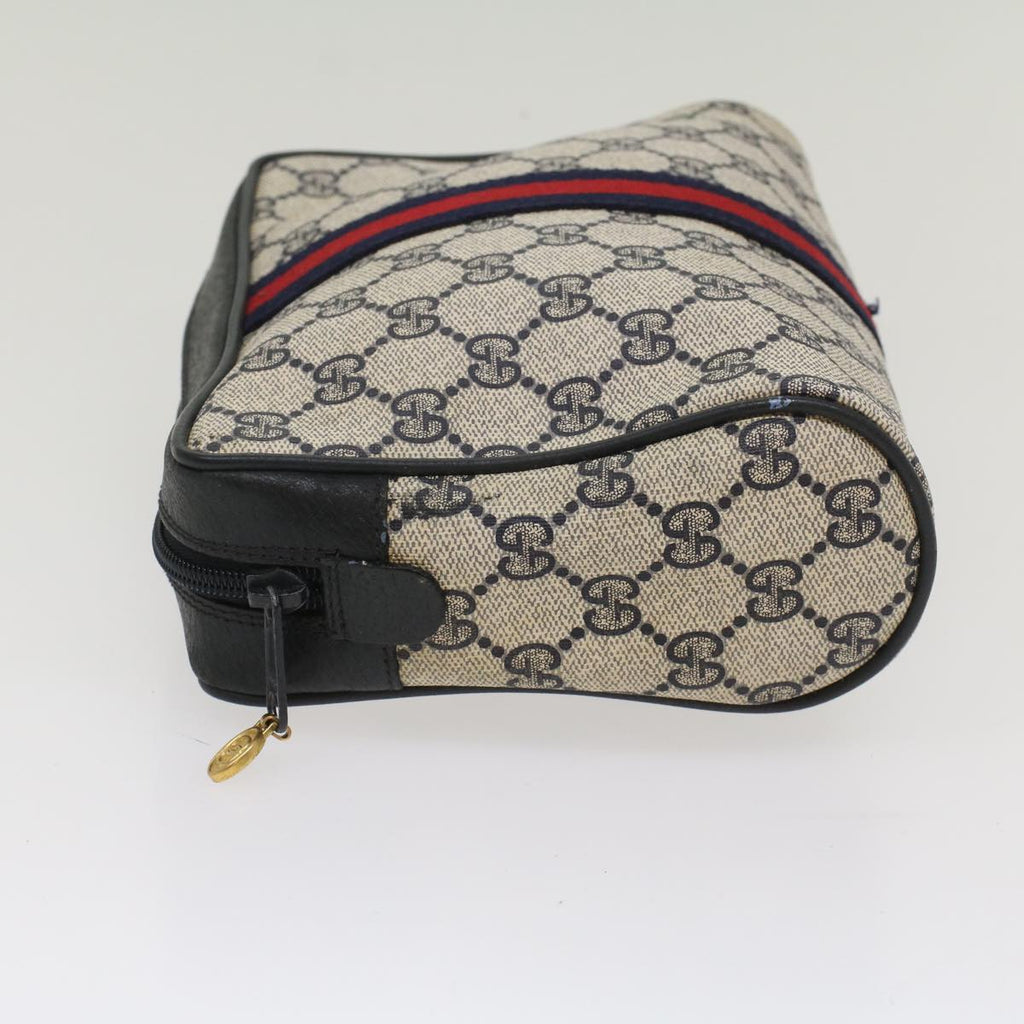 GUCCI GG Supreme Sherry Line Clutch Bag Gray Red Navy 63 01 012 55753