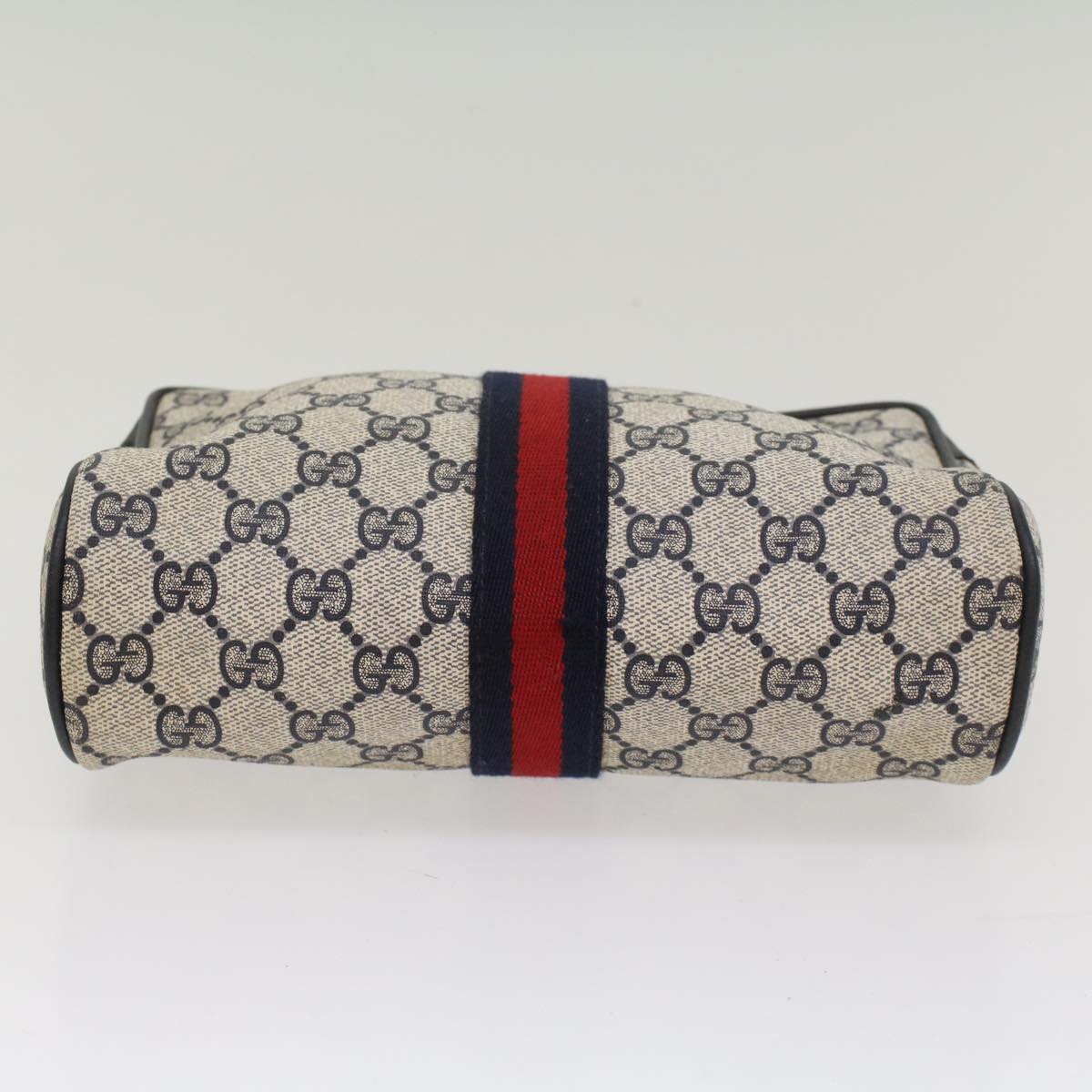 GUCCI GG Supreme Sherry Line Clutch Bag Gray Red Navy 63 01 012 55753