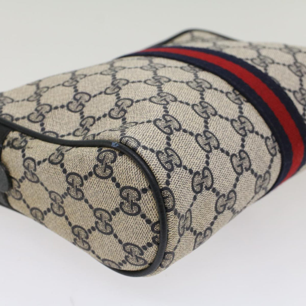 GUCCI GG Supreme Sherry Line Clutch Bag Gray Red Navy 63 01 012 55753