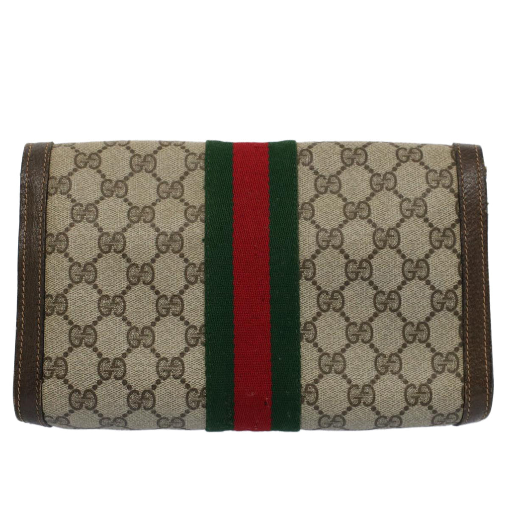 GUCCI GG Supreme Web Sherry Line Clutch Bag Beige Red 41 014 3087 25 55754