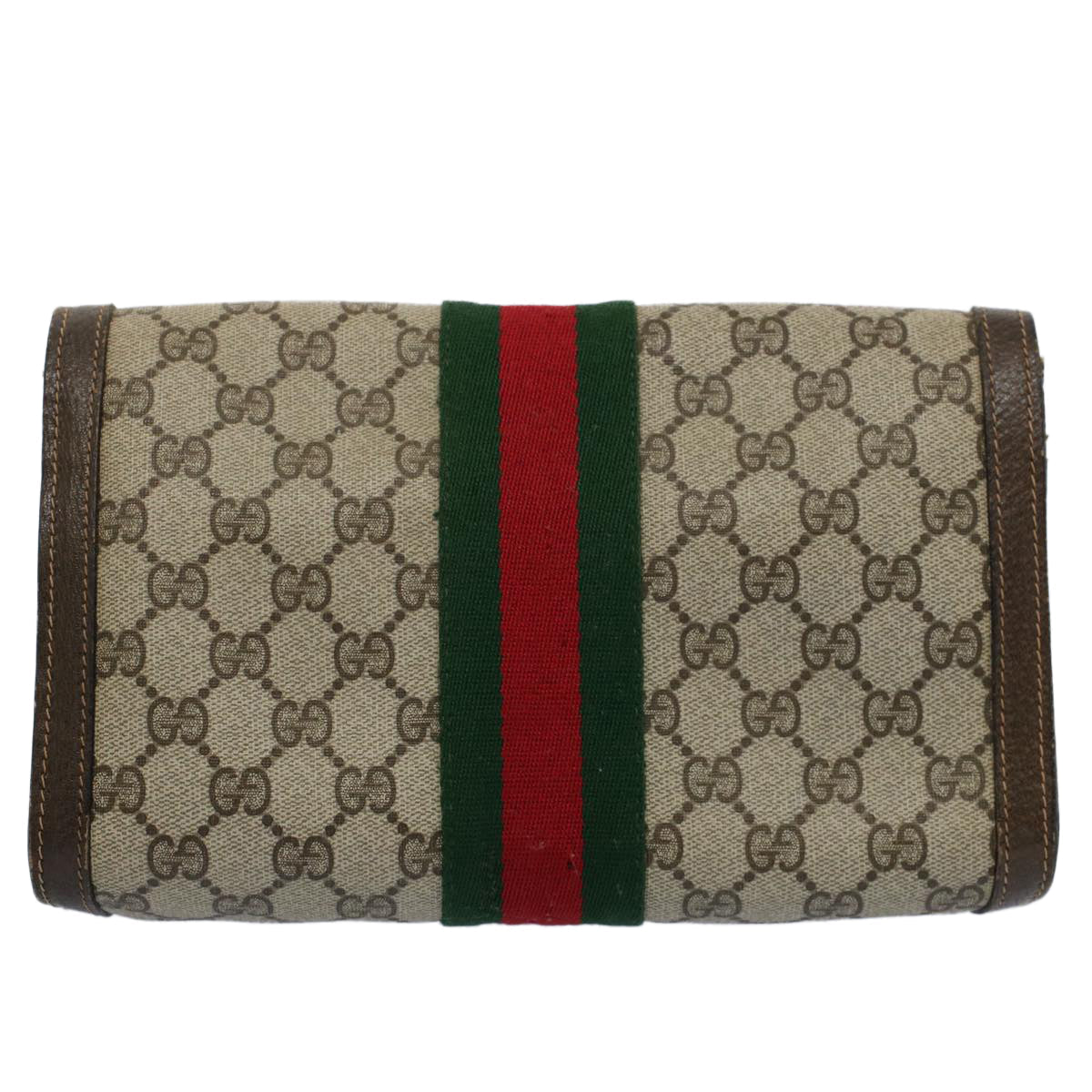 GUCCI GG Supreme Web Sherry Line Clutch Bag Beige Red 41 014 3087 25 55754