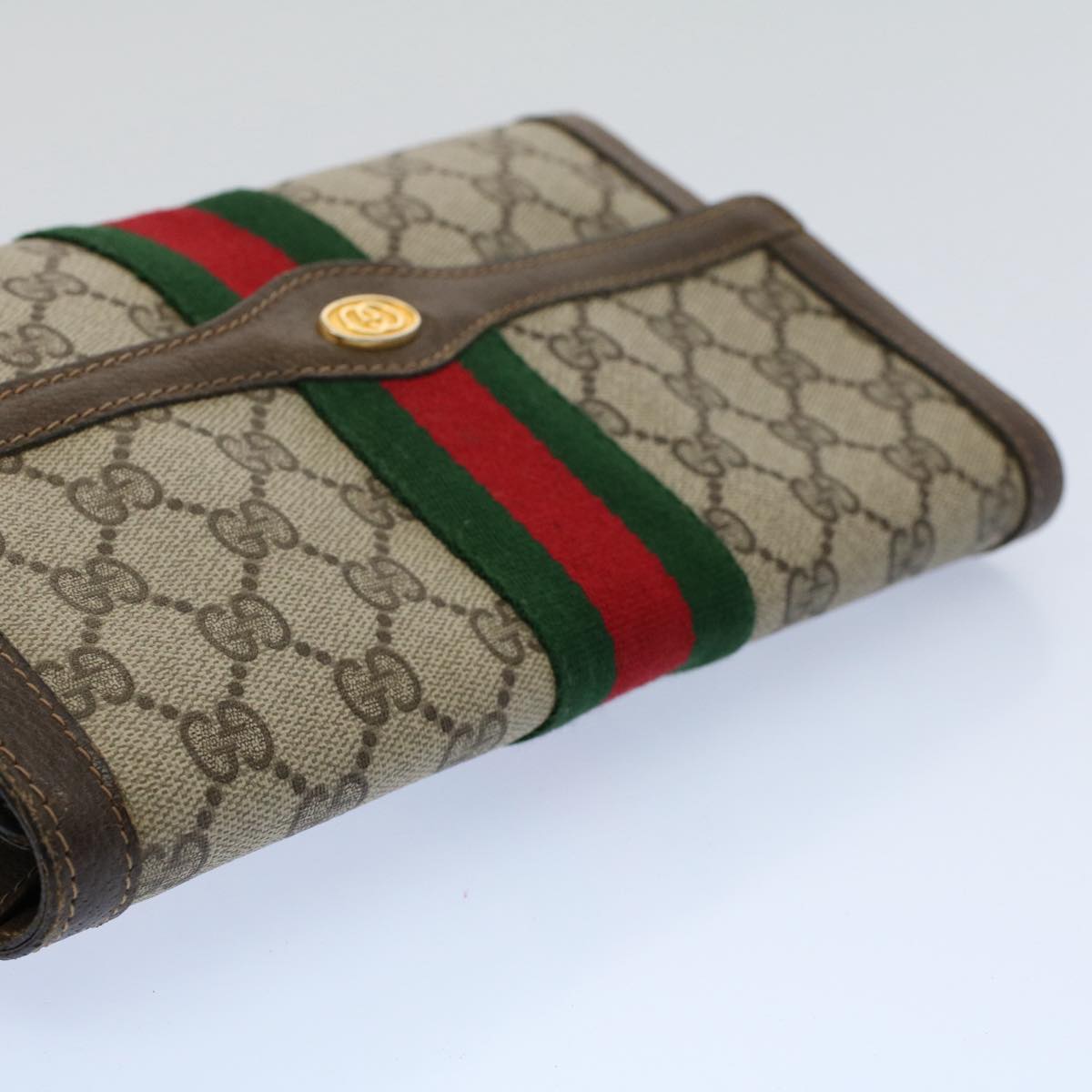 GUCCI GG Supreme Web Sherry Line Clutch Bag Beige Red 41 014 3087 25 55754