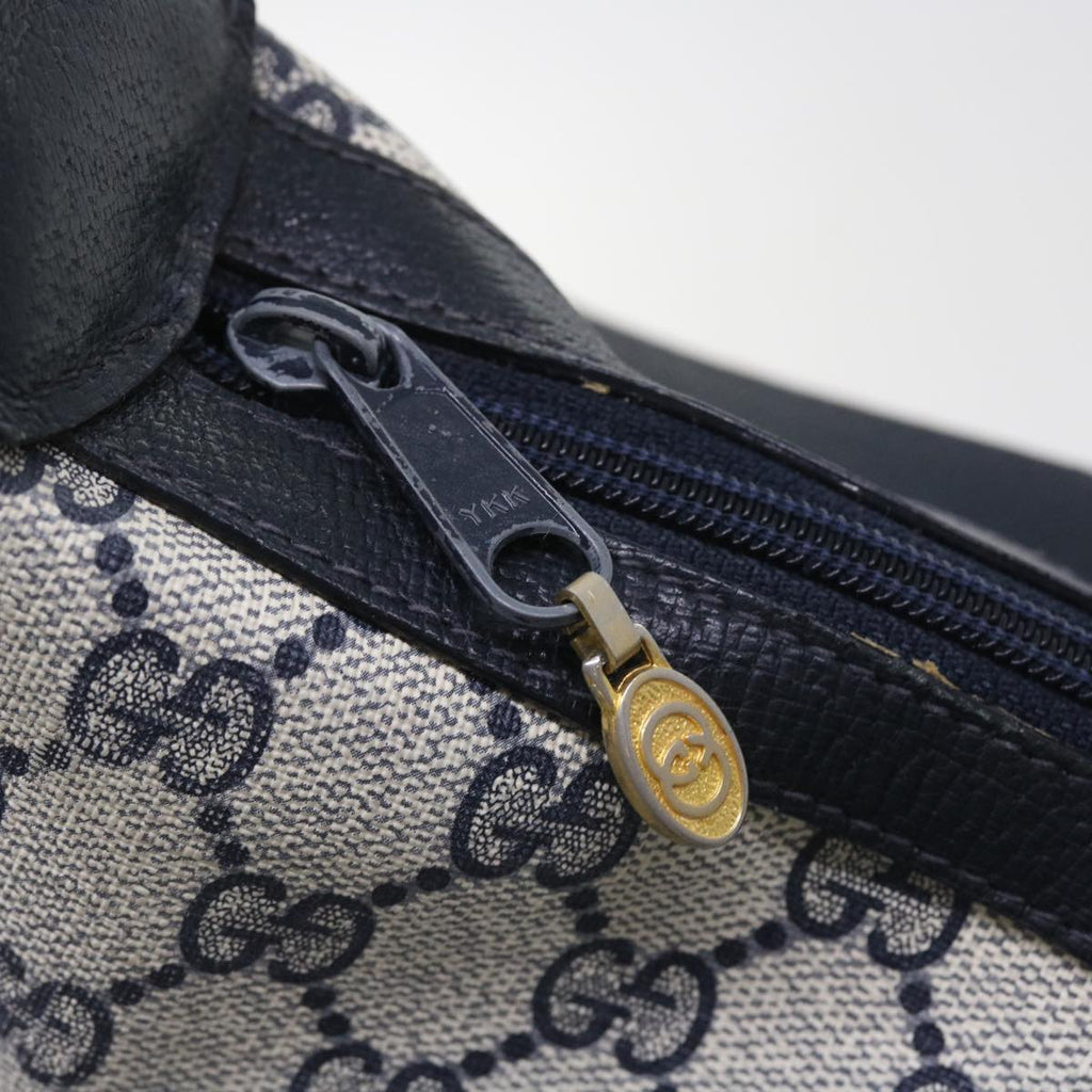 GUCCI GG Canvas Sherry Line Shoulder Bag PVC Leather Navy 10 12 3840 55760
