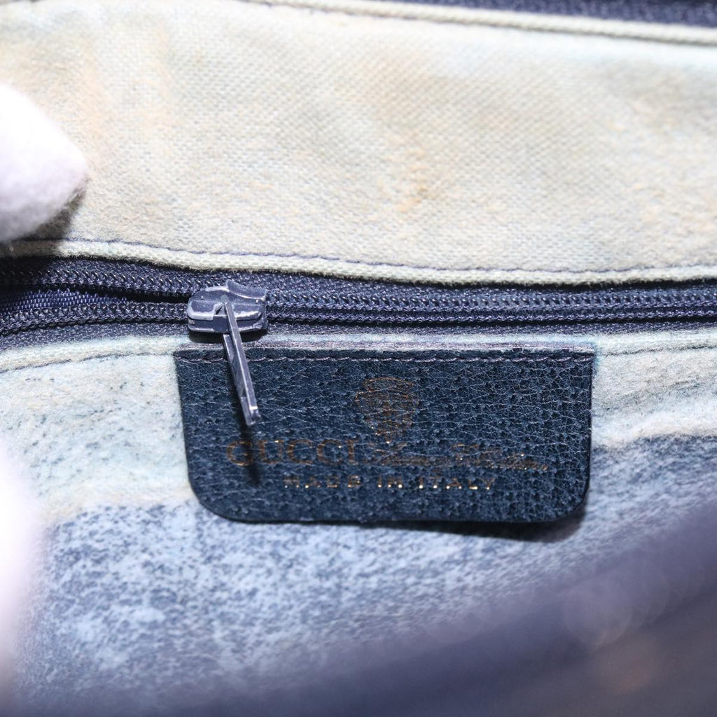 GUCCI GG Canvas Sherry Line Shoulder Bag PVC Leather Navy 10 12 3840 55760