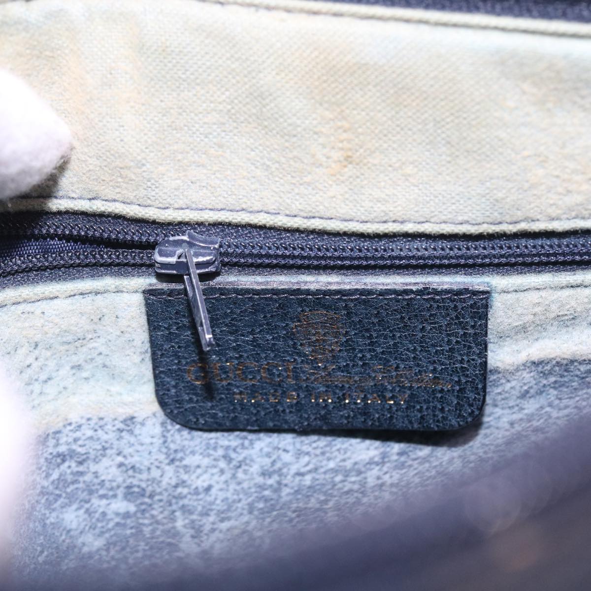GUCCI GG Canvas Sherry Line Shoulder Bag PVC Leather Navy 10 12 3840 55760