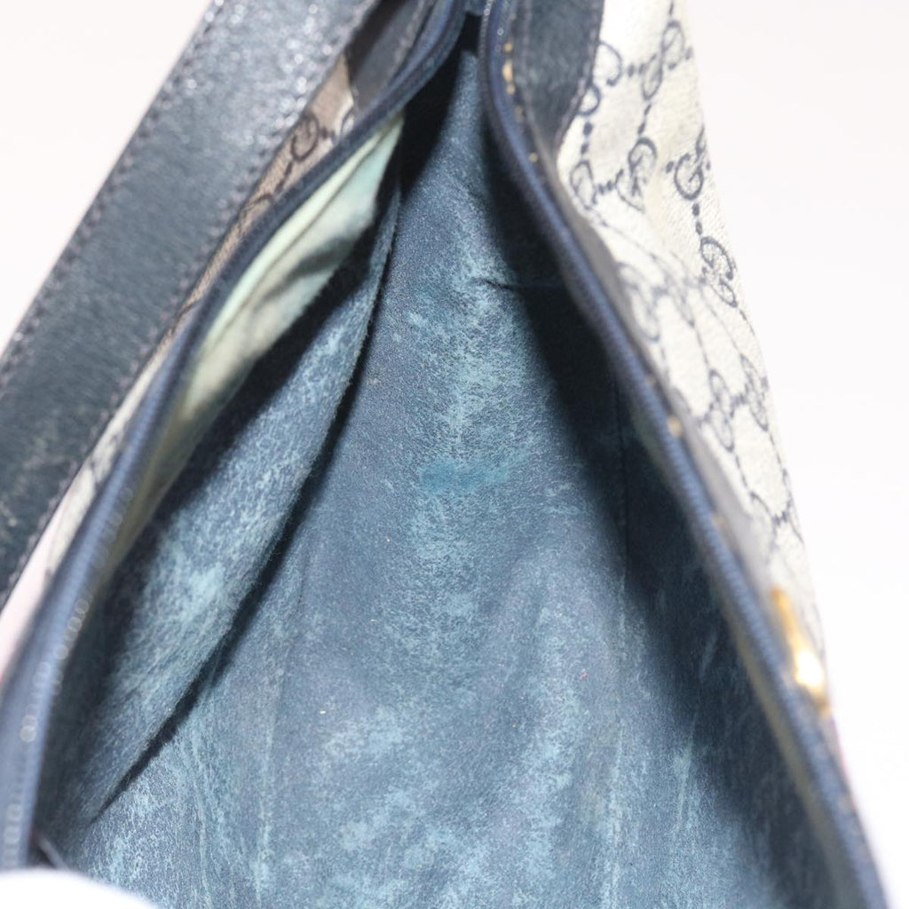 GUCCI GG Canvas Sherry Line Shoulder Bag PVC Leather Navy 10 12 3840 55760