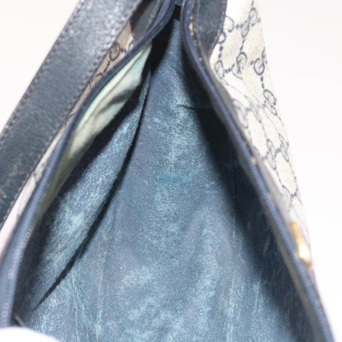 GUCCI GG Canvas Sherry Line Shoulder Bag PVC Leather Navy 10 12 3840 55760