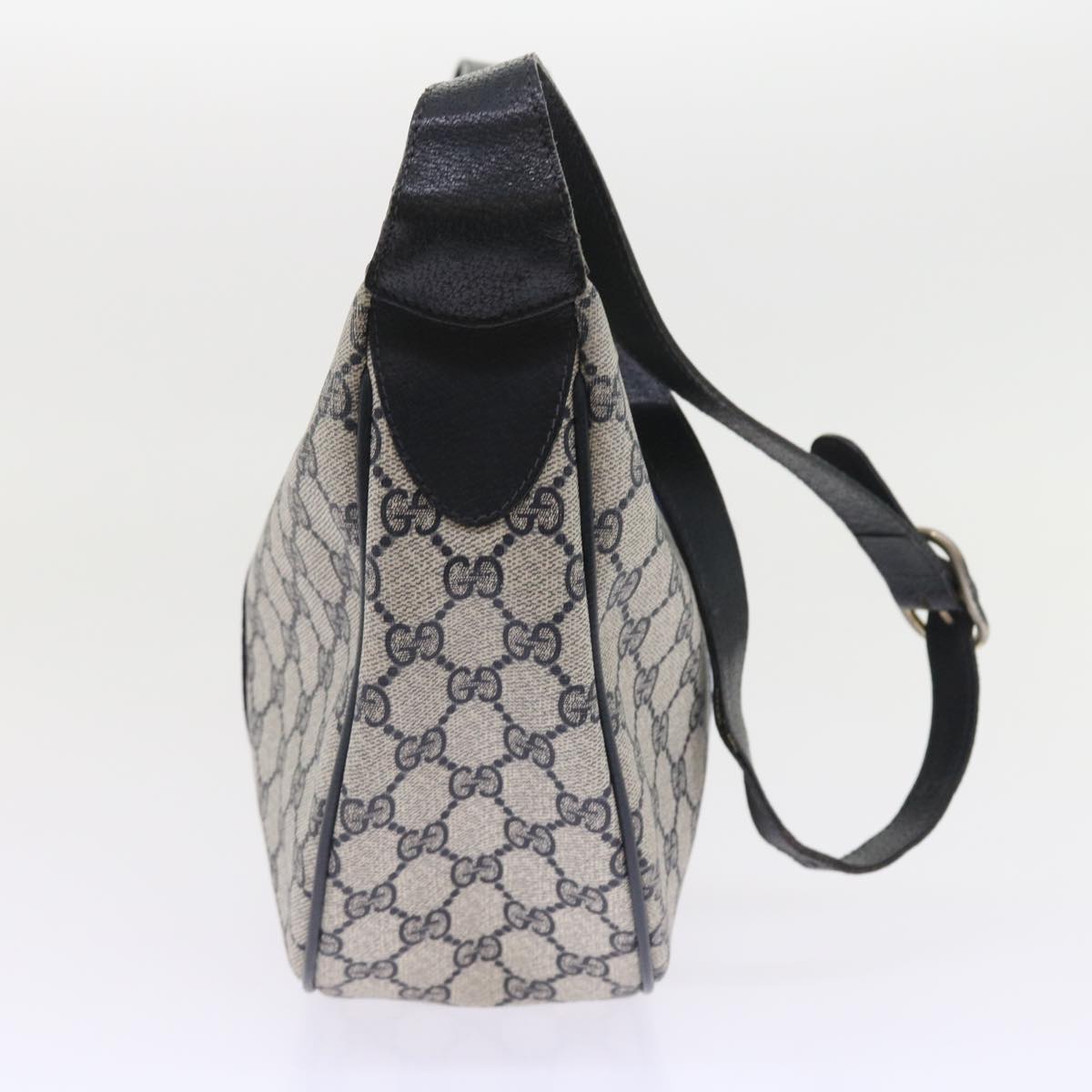 GUCCI GG Canvas Sherry Line Shoulder Bag PVC Leather Navy 10 12 3840 55760