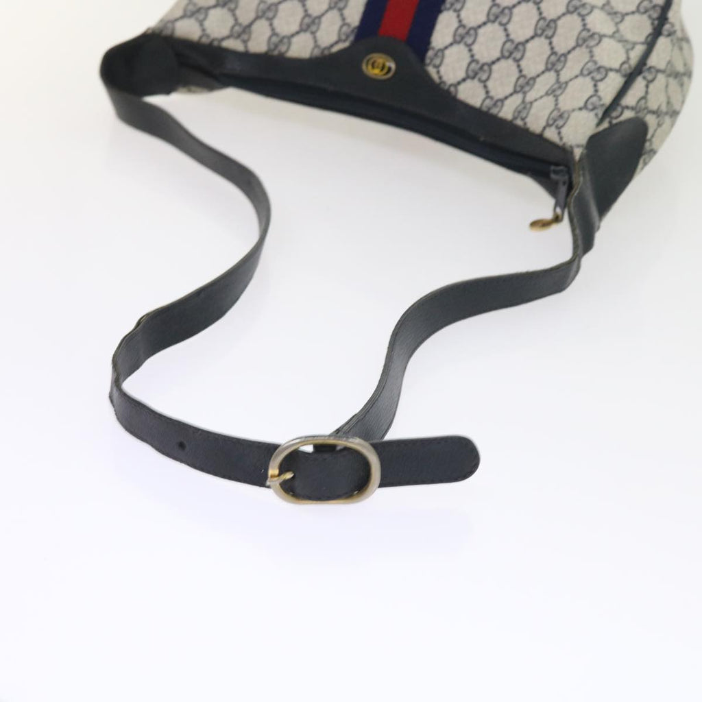 GUCCI GG Canvas Sherry Line Shoulder Bag PVC Leather Navy 10 12 3840 55760