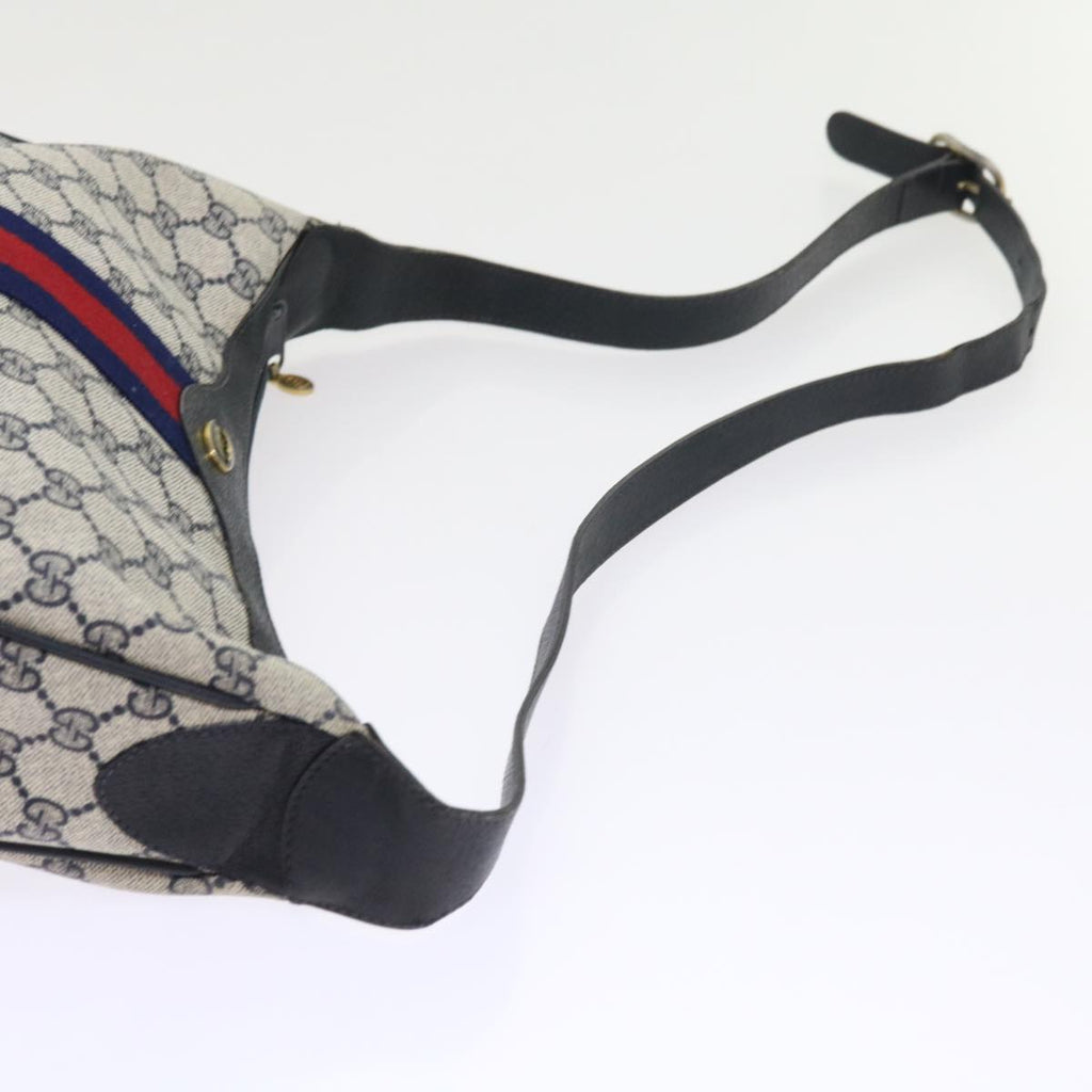 GUCCI GG Canvas Sherry Line Shoulder Bag PVC Leather Navy 10 12 3840 55760