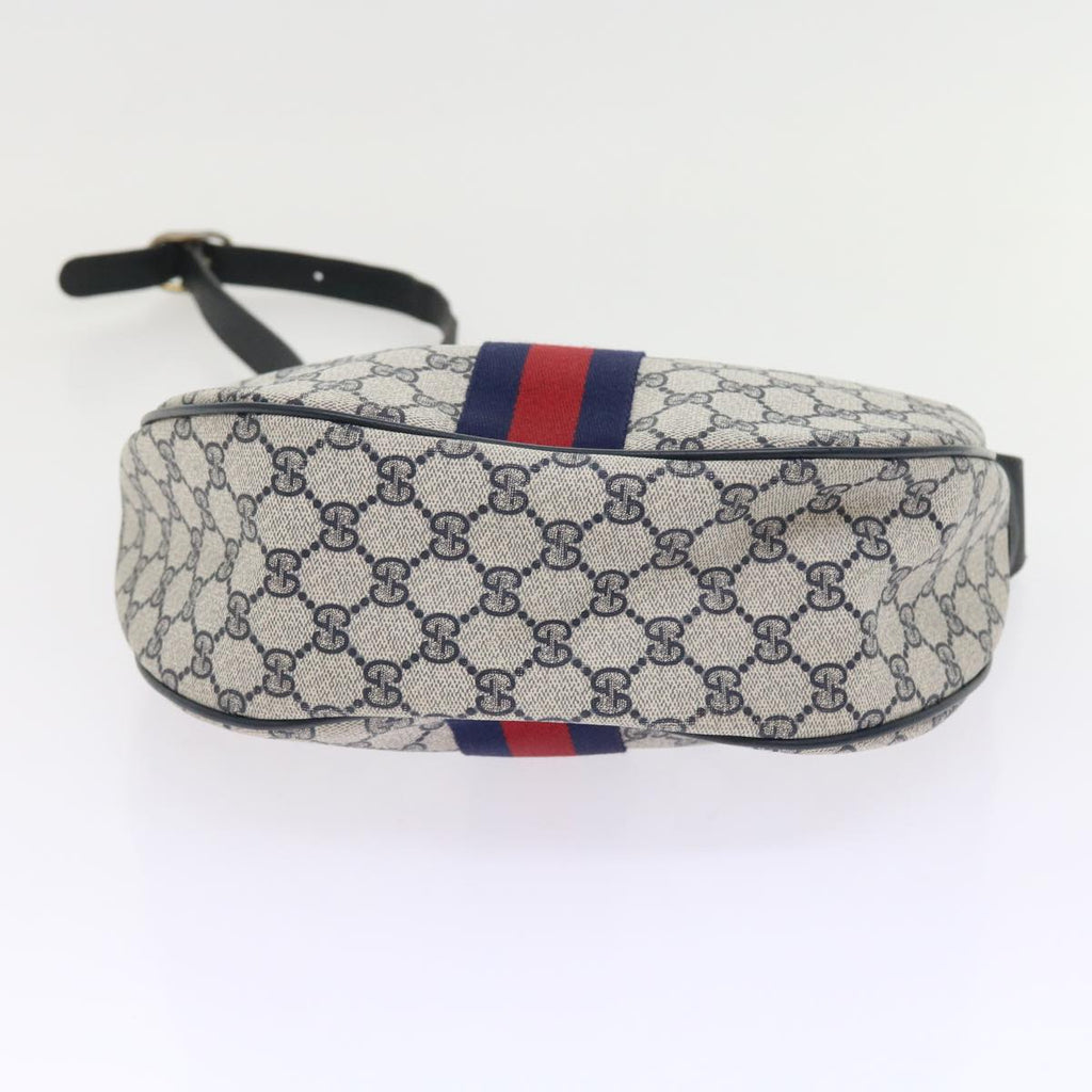 GUCCI GG Canvas Sherry Line Shoulder Bag PVC Leather Navy 10 12 3840 55760