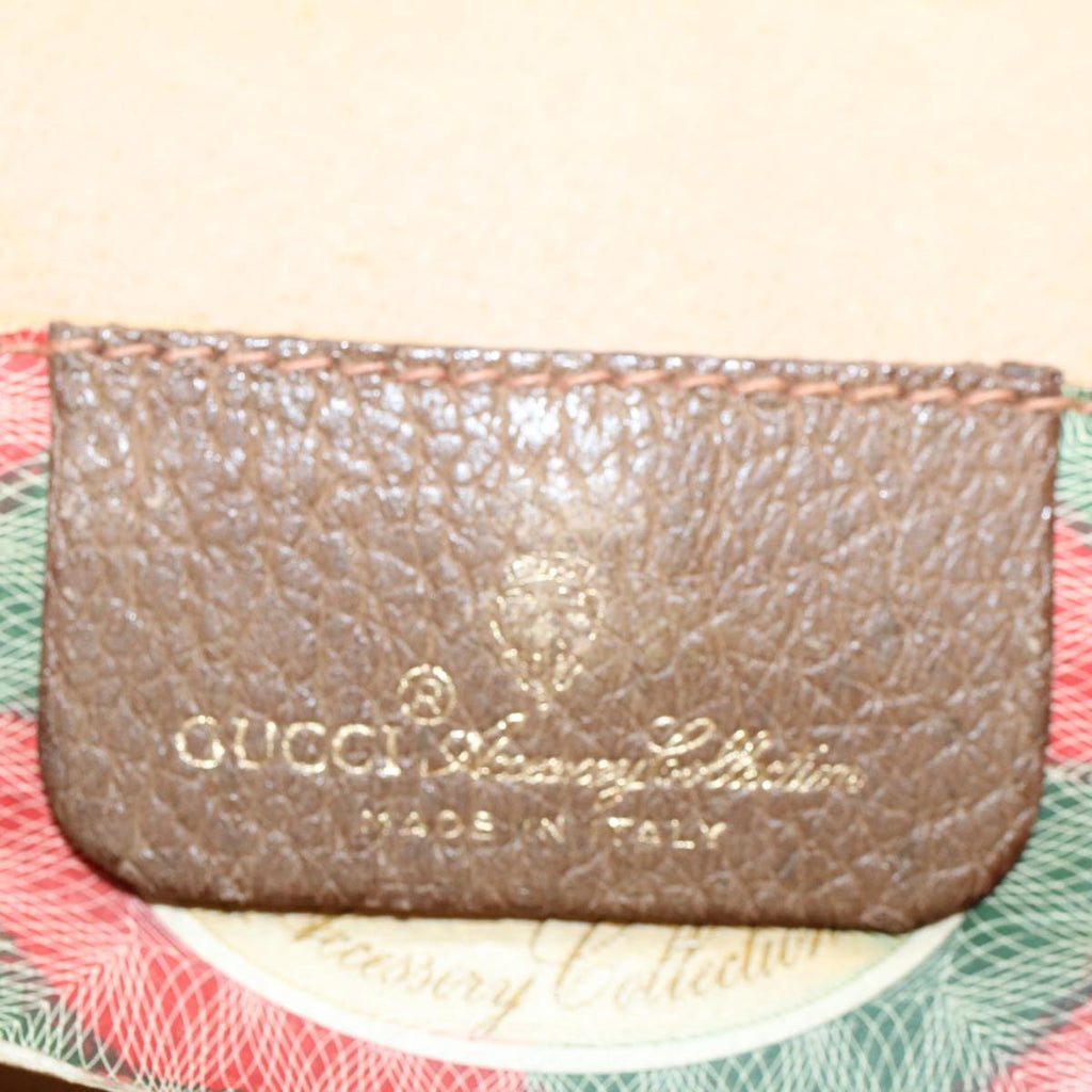 GUCCI GG Canvas Web Sherry Line Clutch Bag PVC Leather Beige Green 55840