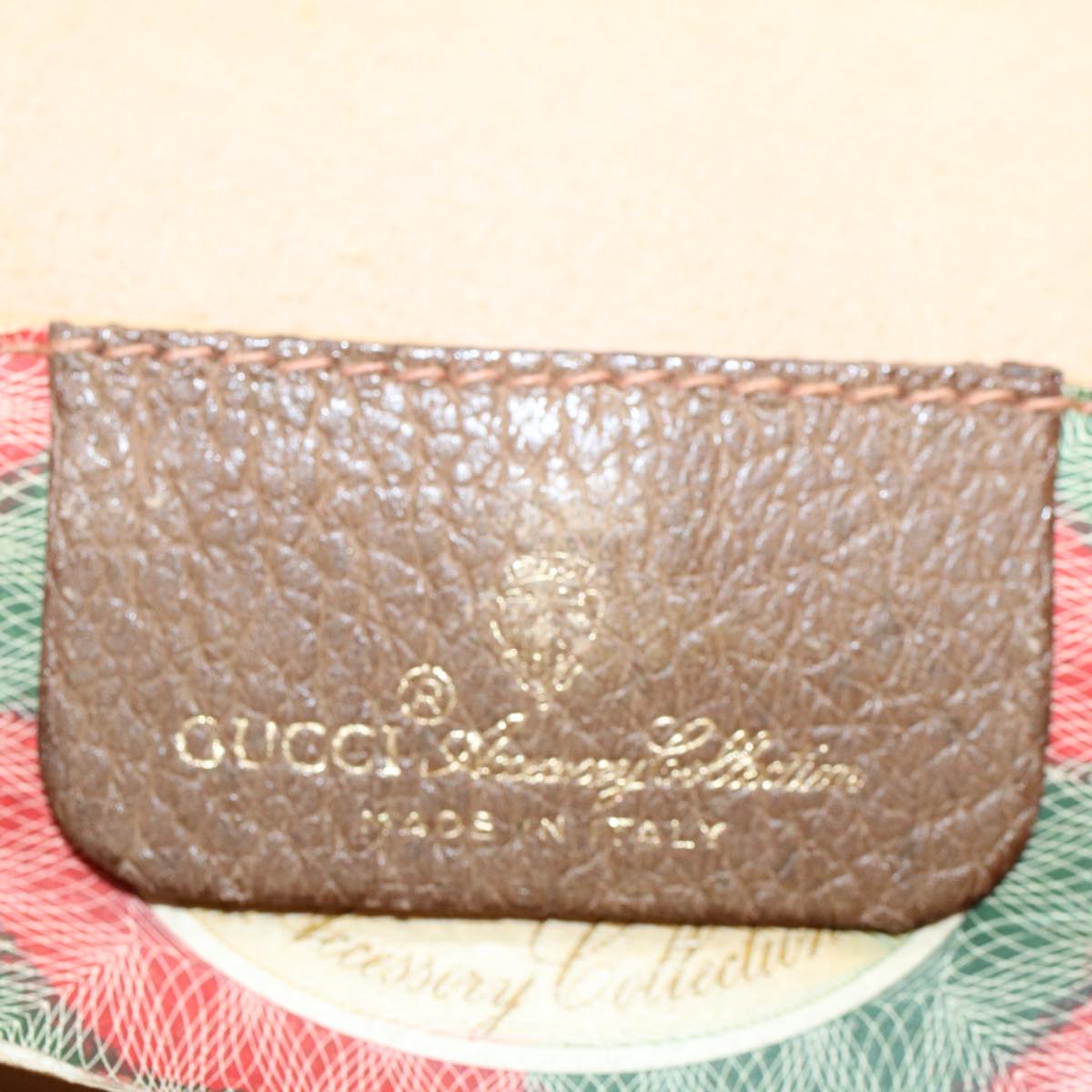 GUCCI GG Canvas Web Sherry Line Clutch Bag PVC Leather Beige Green 55840