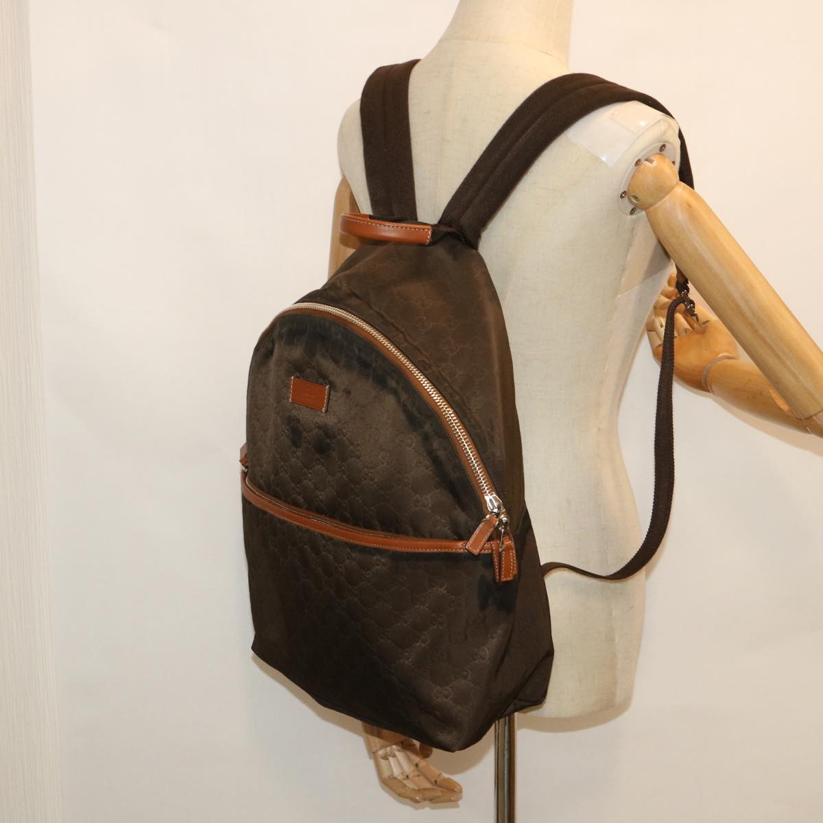 GUCCI GG Canvas Backpack Nylon Brown 190278 55856