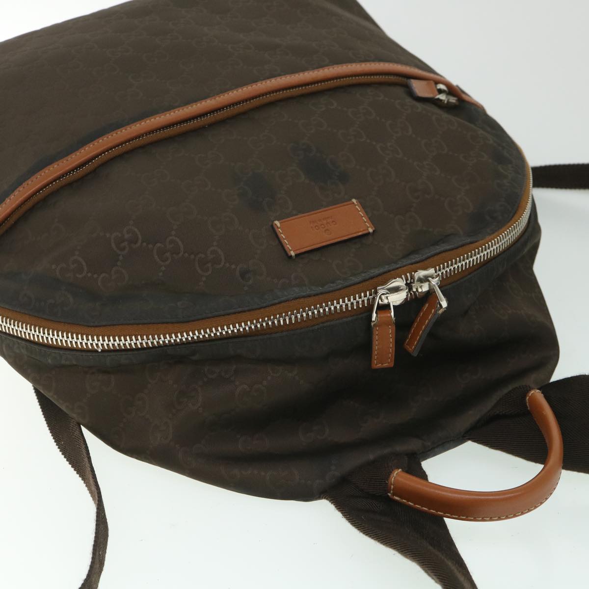GUCCI GG Canvas Backpack Nylon Brown 190278 55856