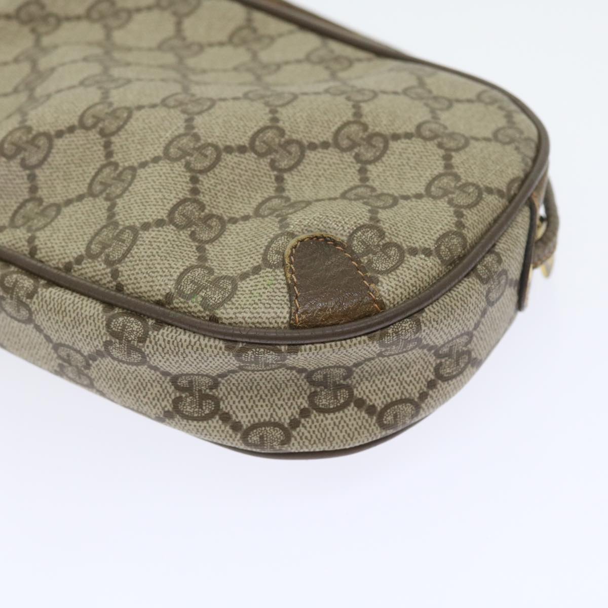 GUCCI GG Canvas Web Sherry Line Shoulder Bag PVC Leather Beige Red 55892