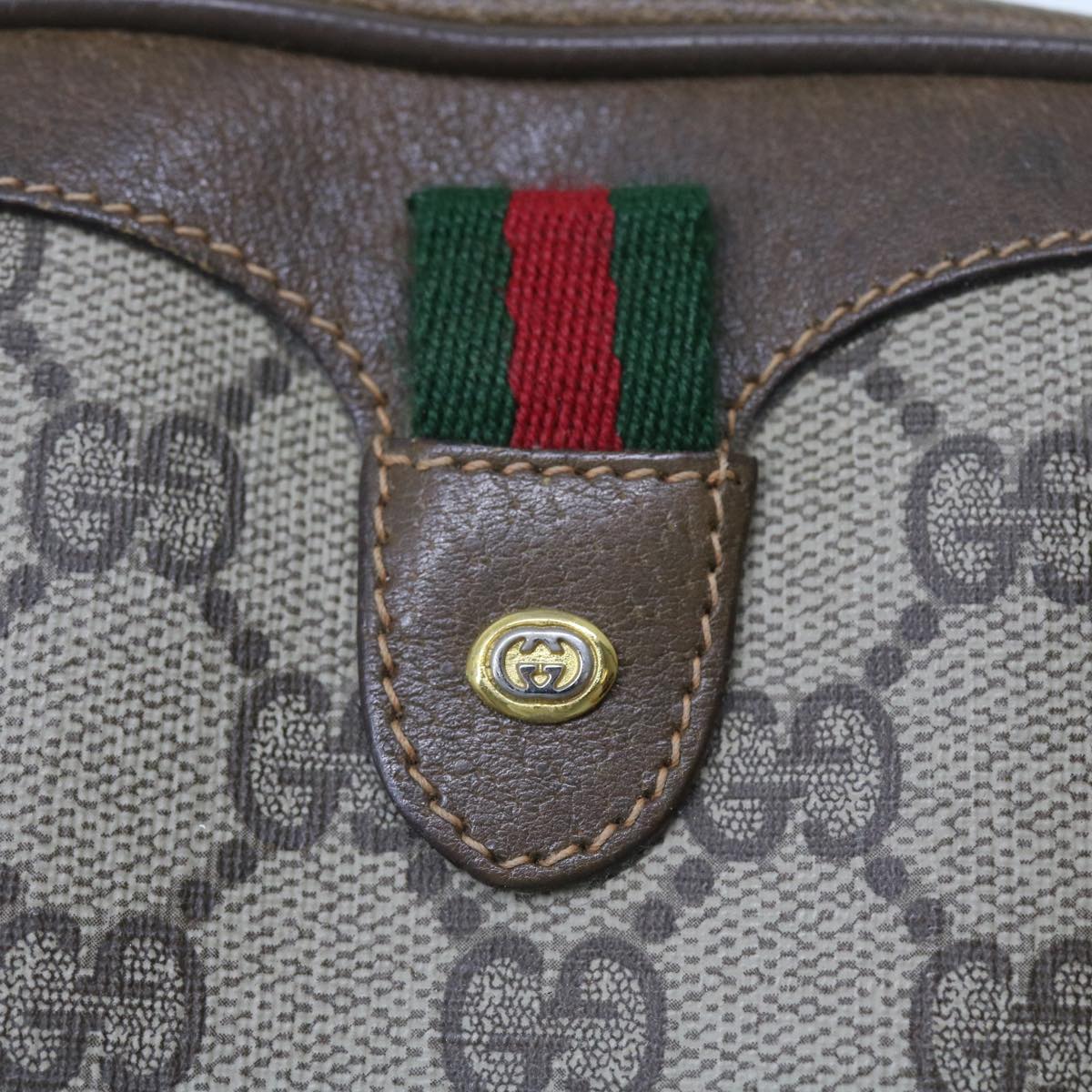 GUCCI GG Canvas Web Sherry Line Shoulder Bag PVC Leather Beige Red 55892