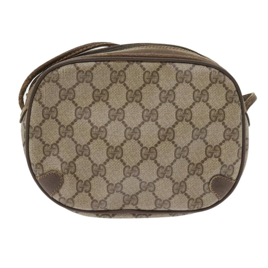 GUCCI GG Canvas Web Sherry Line Shoulder Bag PVC Leather Beige Red 55892