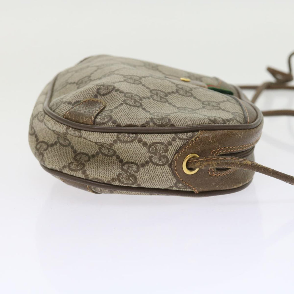 GUCCI GG Canvas Web Sherry Line Shoulder Bag PVC Leather Beige Red 55892