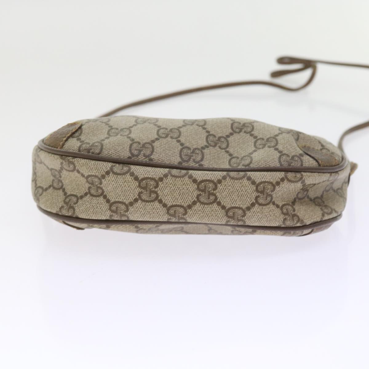 GUCCI GG Canvas Web Sherry Line Shoulder Bag PVC Leather Beige Red 55892