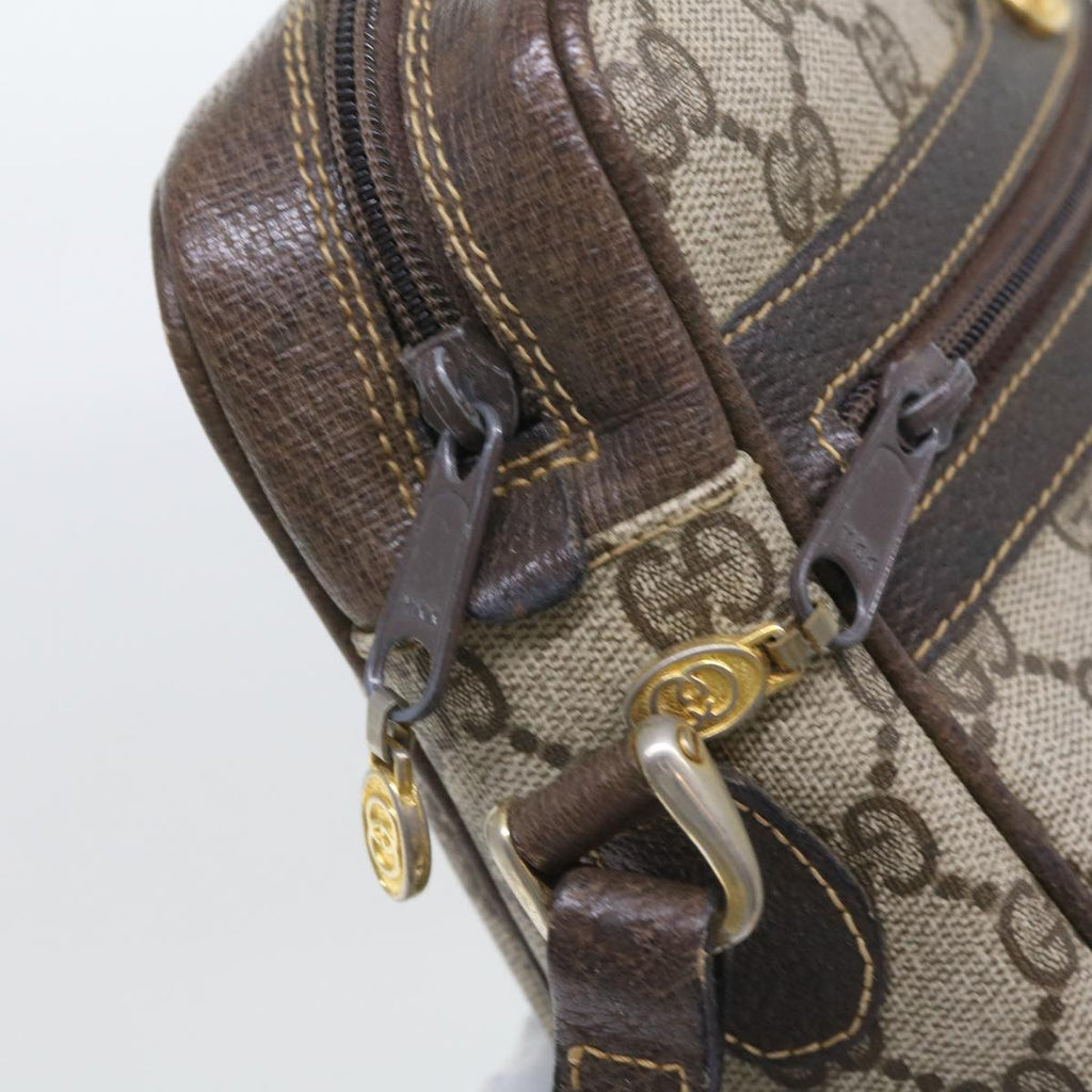 GUCCI GG Canvas Web Sherry Line Shoulder Bag PVC Leather Beige Red 55902