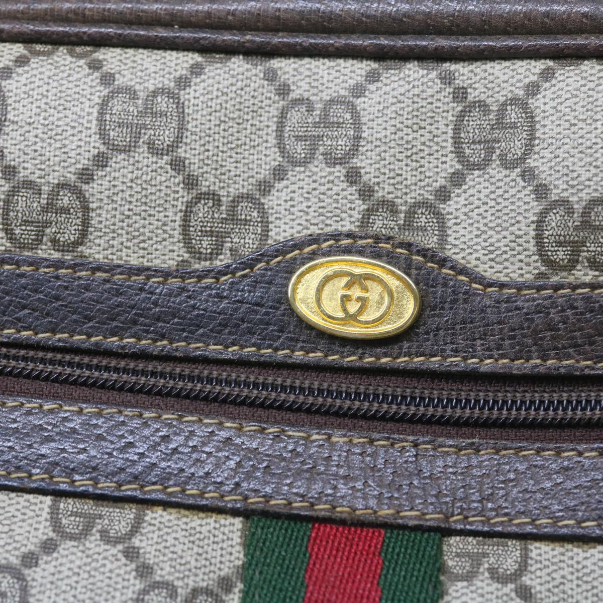 GUCCI GG Canvas Web Sherry Line Shoulder Bag PVC Leather Beige Red 55902