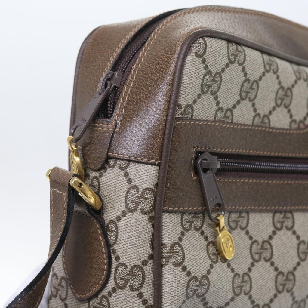 GUCCI GG Canvas Web Sherry Line Shoulder Bag PVC Leather Beige Red 55904