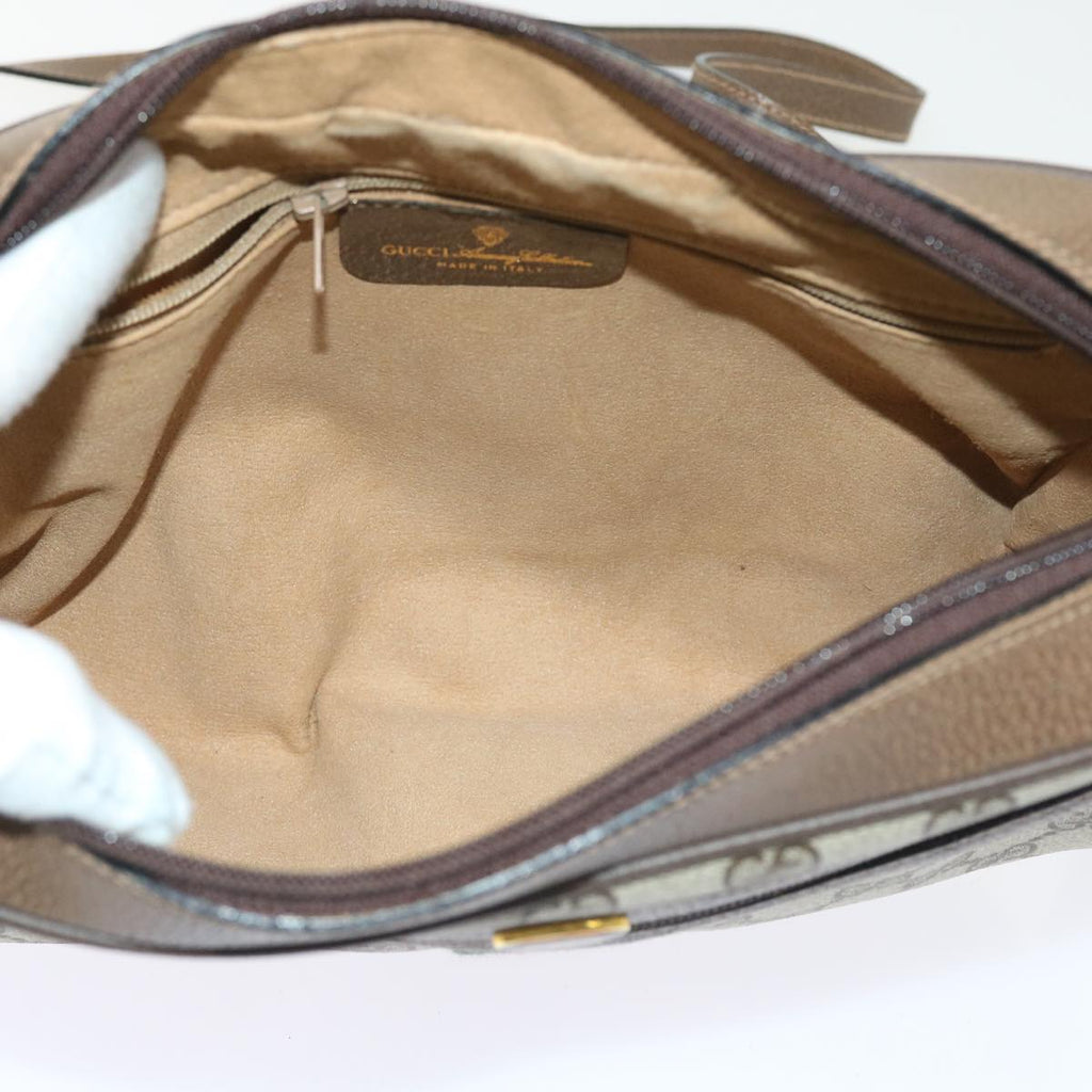 GUCCI GG Canvas Web Sherry Line Shoulder Bag PVC Leather Beige Red 55904
