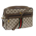 GUCCI GG Canvas Web Sherry Line Shoulder Bag PVC Leather Beige Red 55904