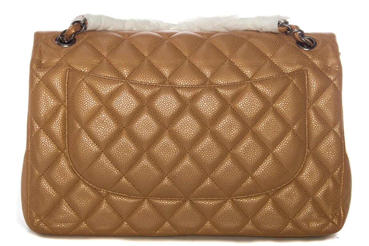 Chanel Gold Pearly JUmbo Caviar Double Flap  Handbag