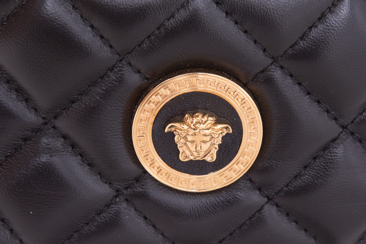 Versace La Medusa Black Quilted Nappa Leather Bucket Bag