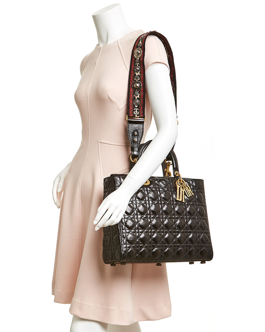 Dior Large Lady Dior Quilted Cannage Leather Tote