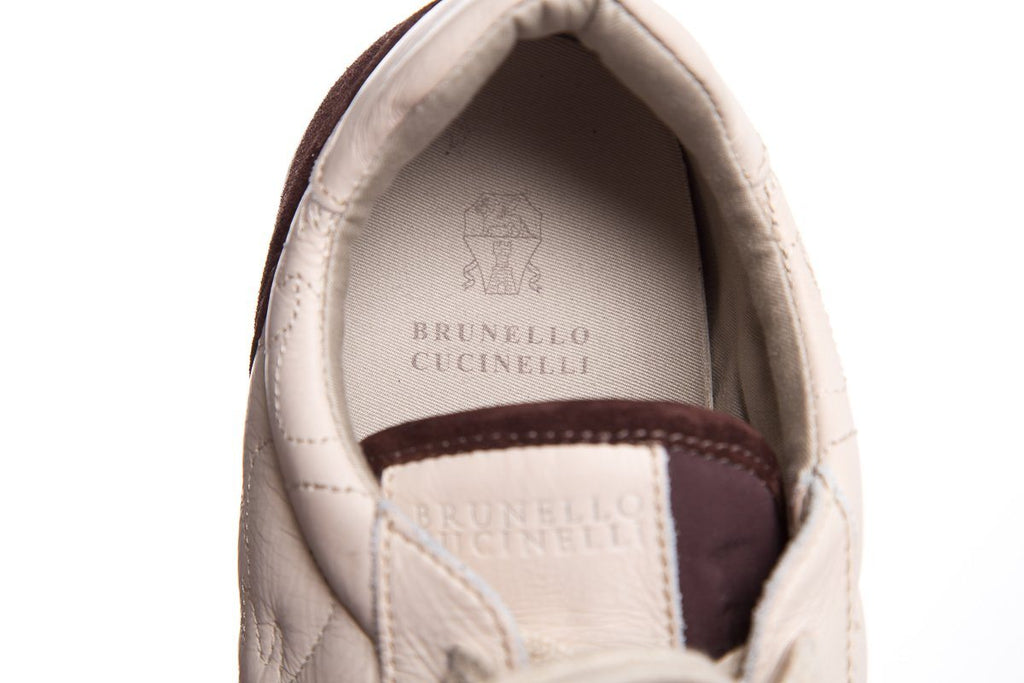 Brunello Cucinelli Brown Suede & Leather Glitter Sneakers SZ 40