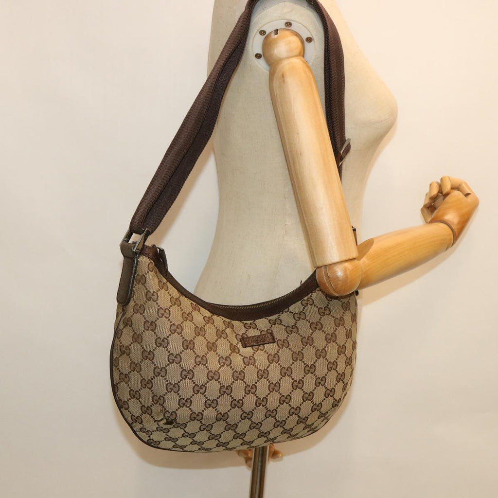 GUCCI GG Canvas Shoulder Bag Beige Brown 181092 56054