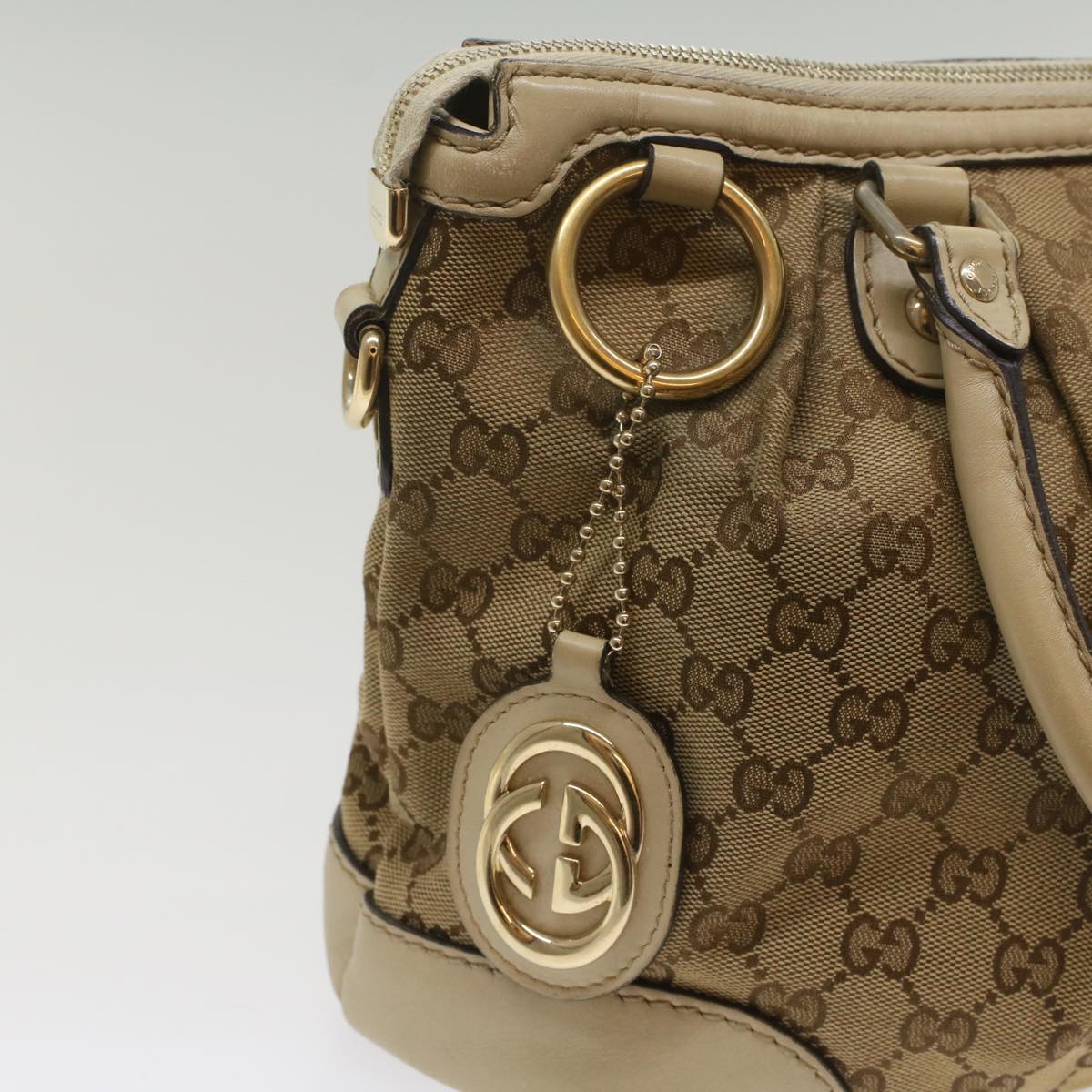 GUCCI GG Canvas Sukey Shoulder Bag Beige 247902 56055
