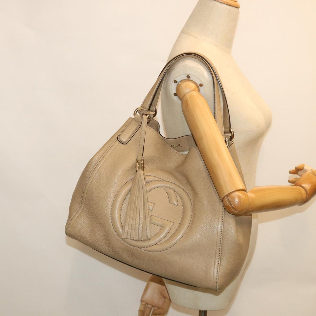 GUCCI Soho Hand Bag Leather Beige 282309 56059