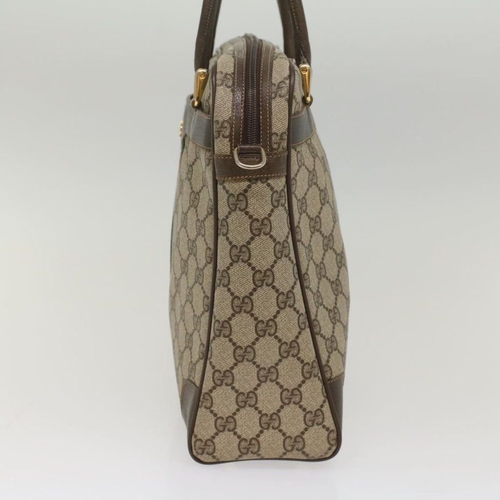 GUCCI GG Canvas Web Sherry Line Hand Bag PVC Leather Beige Red Green 56061