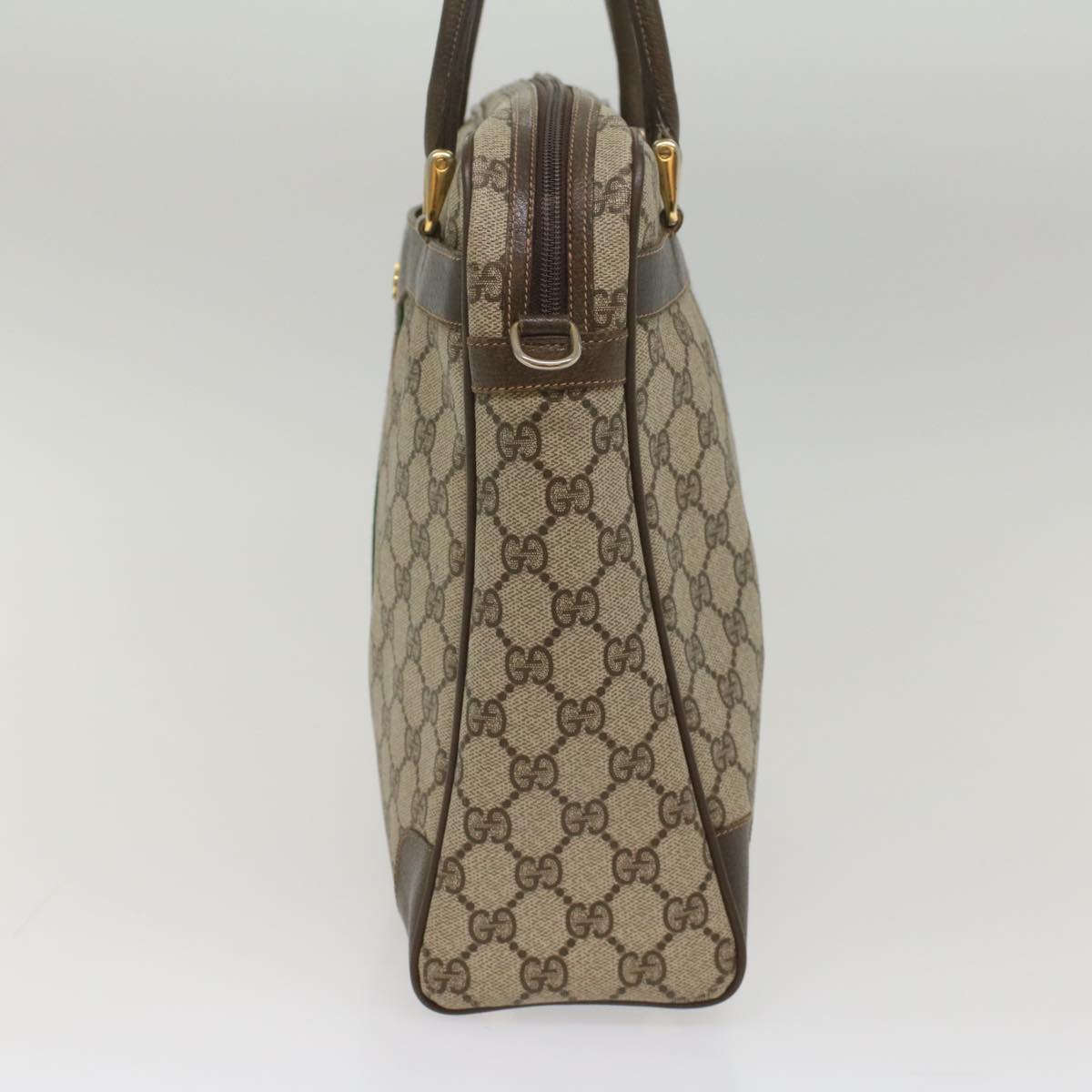GUCCI GG Canvas Web Sherry Line Hand Bag PVC Leather Beige Red Green 56061