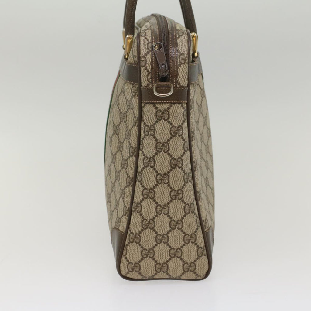 GUCCI GG Canvas Web Sherry Line Hand Bag PVC Leather Beige Red Green 56061