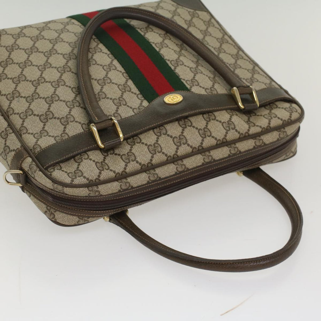 GUCCI GG Canvas Web Sherry Line Hand Bag PVC Leather Beige Red Green 56061