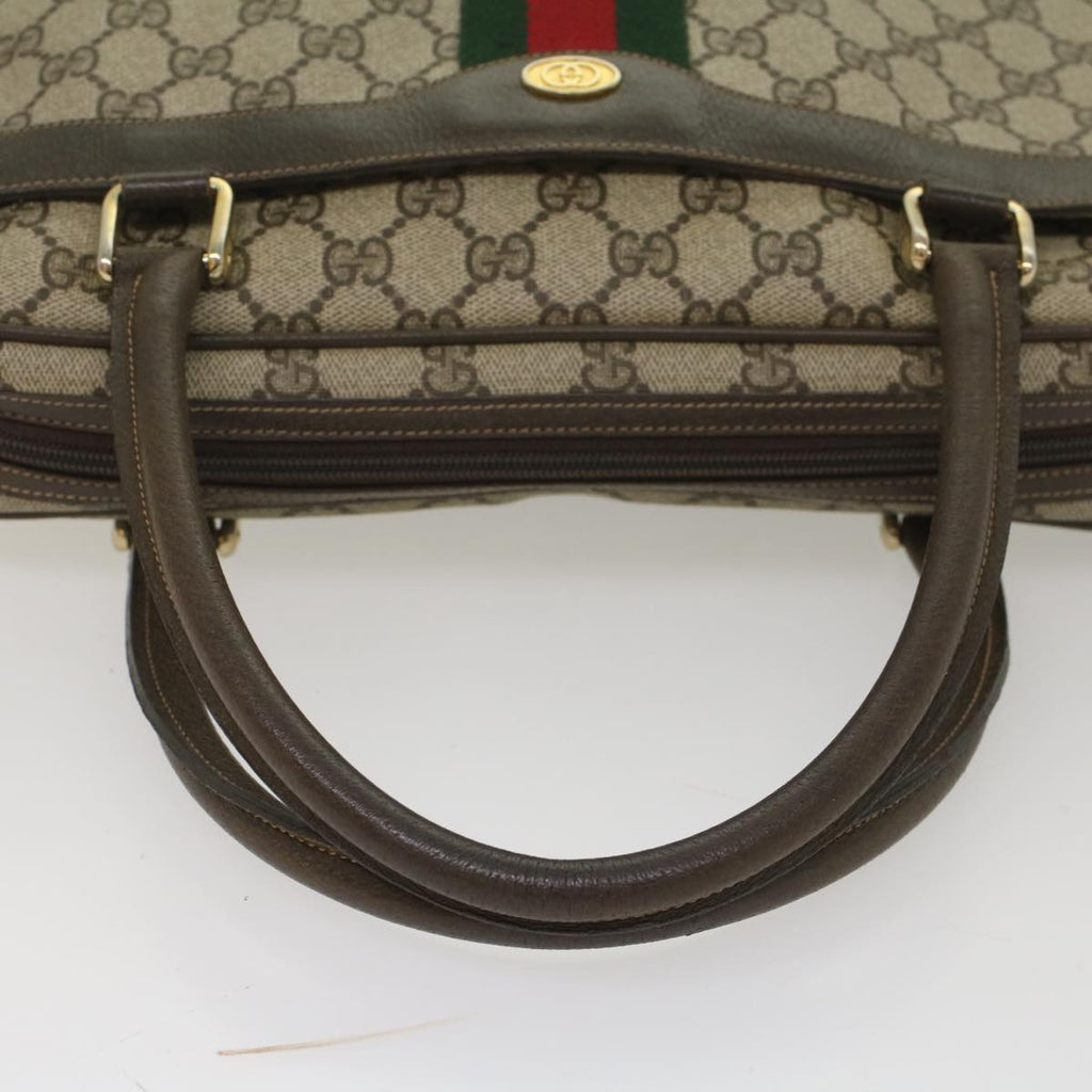 GUCCI GG Canvas Web Sherry Line Hand Bag PVC Leather Beige Red Green 56061