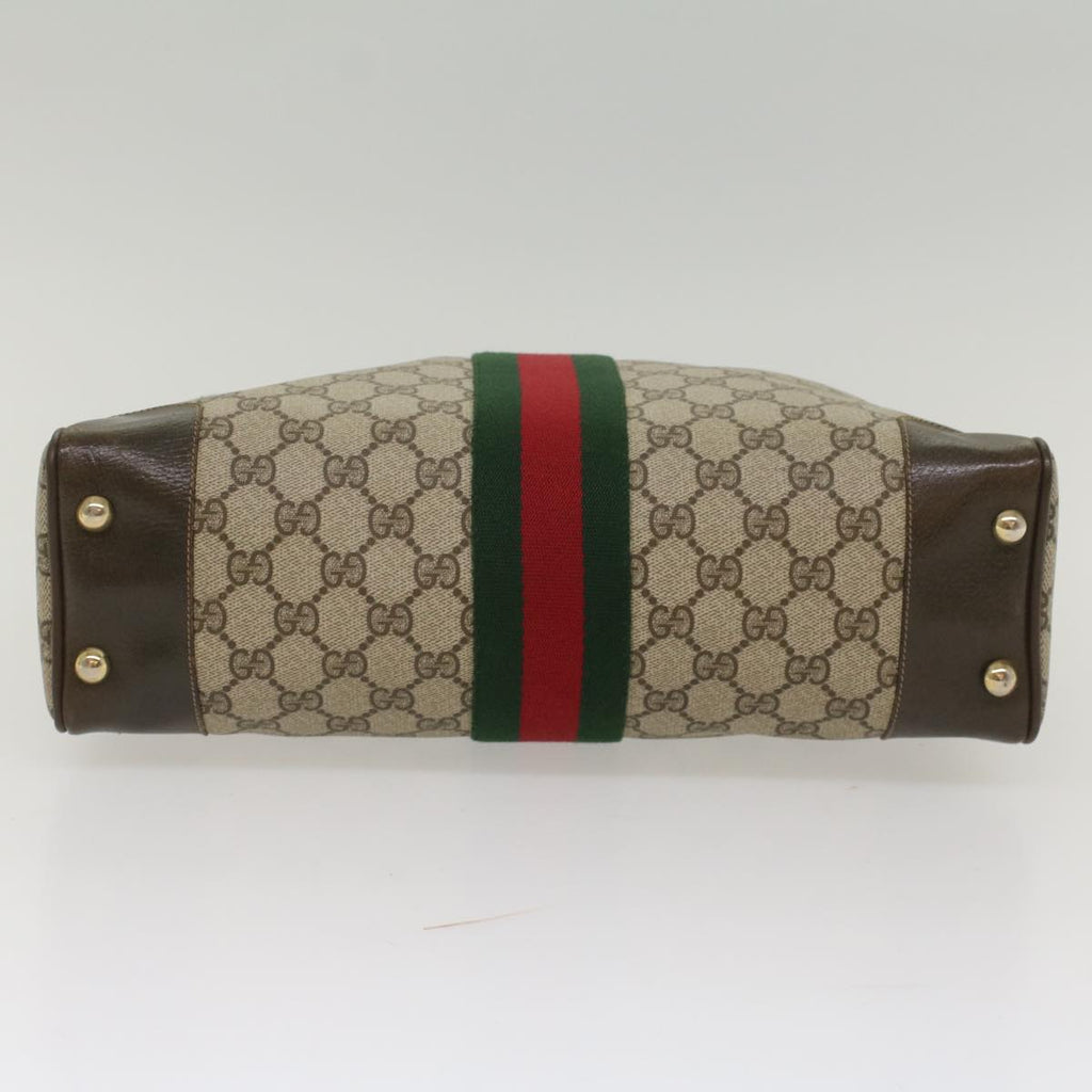 GUCCI GG Canvas Web Sherry Line Hand Bag PVC Leather Beige Red Green 56061