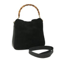GUCCI Bamboo Shoulder Bag Suede 2way Black 001 2058 1638 0 56063