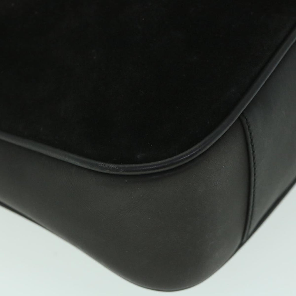 GUCCI Bamboo Shoulder Bag Suede 2way Black 001 2058 1638 0 56063